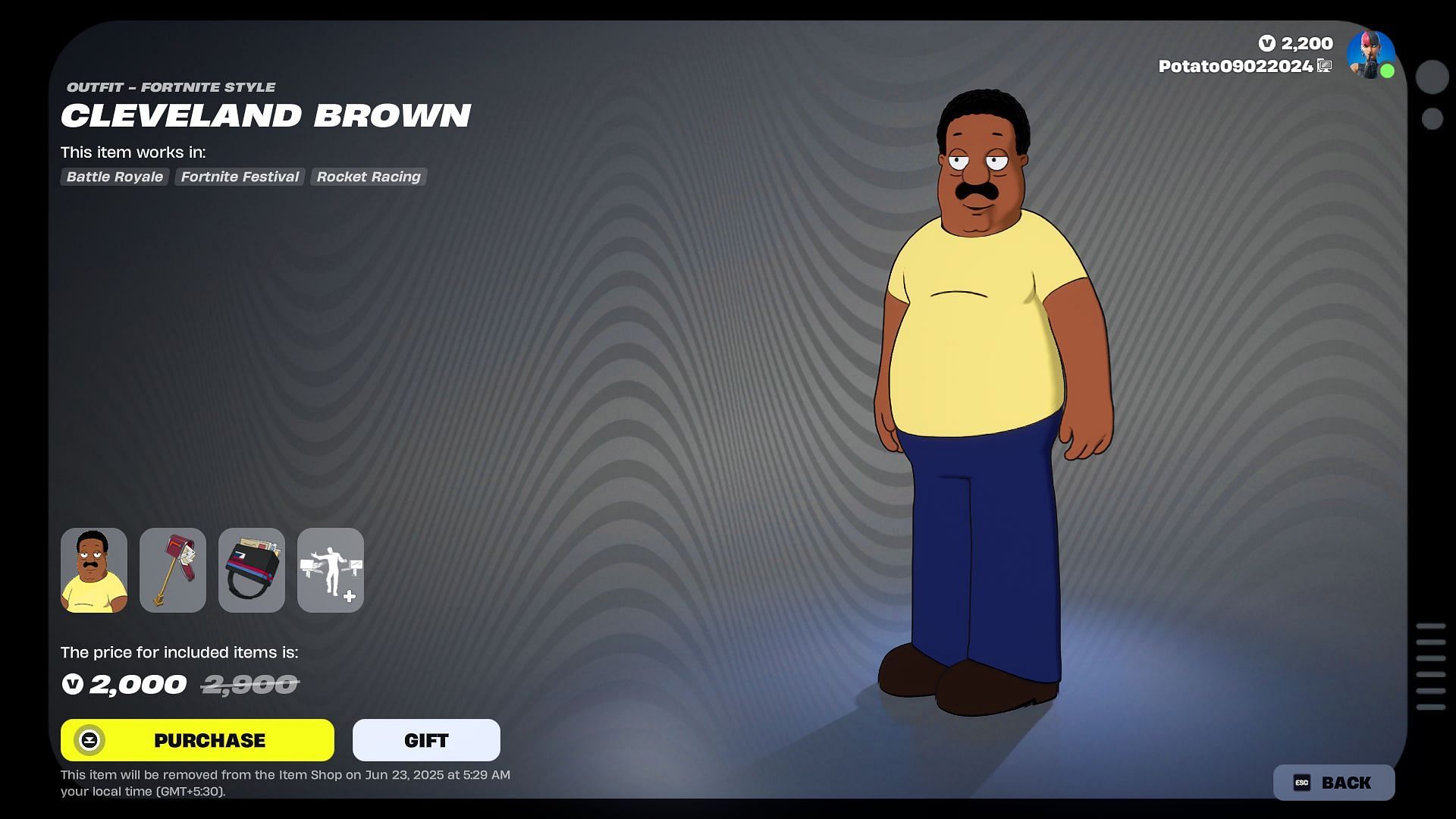 Cleveland Brown Bundle (Image via Epic Games)